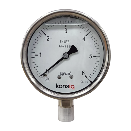 Picture of PRESSURE GAUGE - BOURDON | GLYCERINE | 2.5" | BOTTOM ENTRY | SS316L | 0 - 25 KG/CM2
