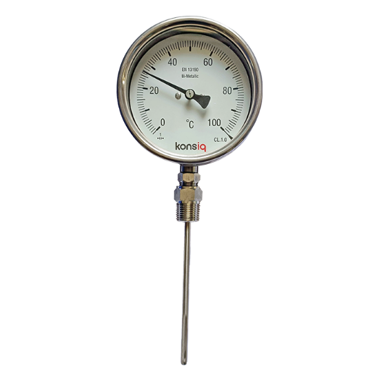 Picture of TEMPERATURE GAUGE | BIMETALLIC | 4 | BOTTOM ENTRY | 0-100 °C | 200MM | 6MM | THREADED - 1/2" NPT M | CLASS 2